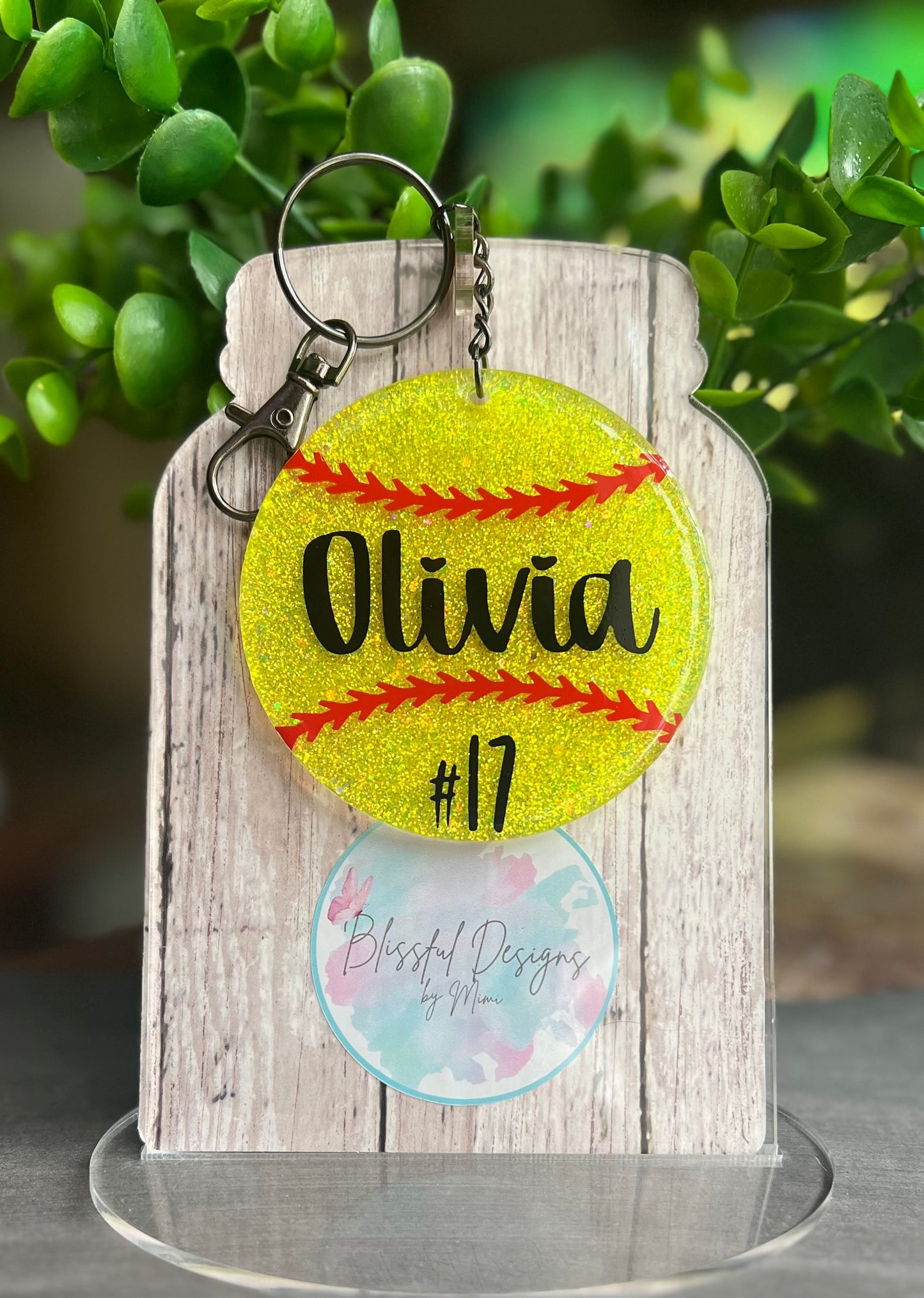 Personalized Softball Keychain/Bag Tag