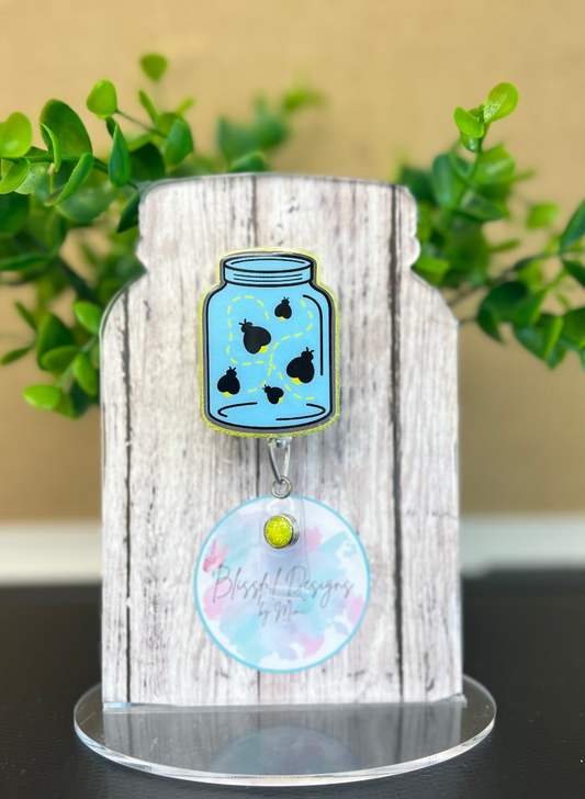 Badge Reel - Mason Jar Lightening Bugs