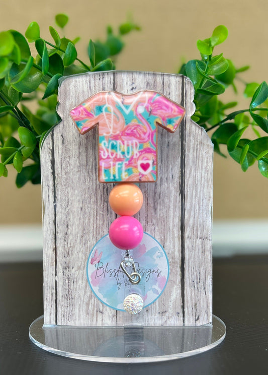 Badge Reel - Flamingo Scrub Life