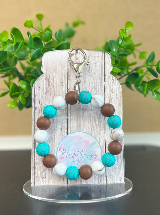 Wristlet - Brown & Teal Wristlet Keychain