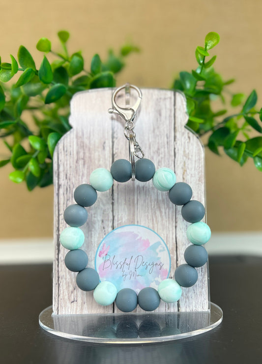 Wristlet - Gray & Marble Mint Wristlet Keychain